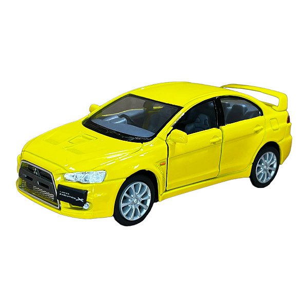 Miniatura Mitsubishi Lancer Evolution X Amarelo Metal 1:36