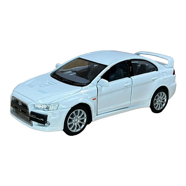 Miniatura Mitsubishi Lancer Evolution X Branco Metal 1:36