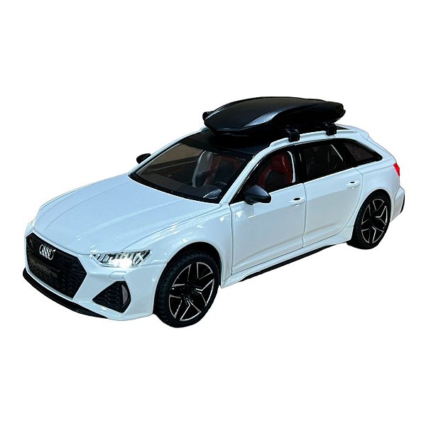 Miniatura Audi RS6 Branco Acende Luz E Som Metal 1:24