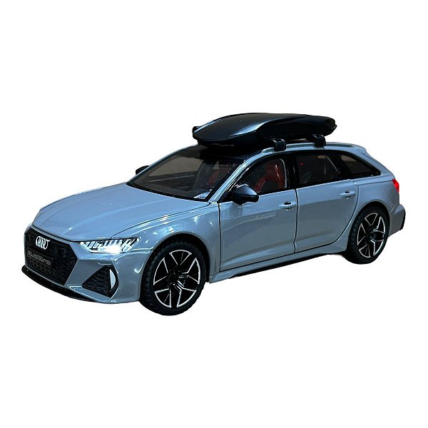 Miniatura Audi RS6 Cinza Acende Luz E Som Metal 1:24