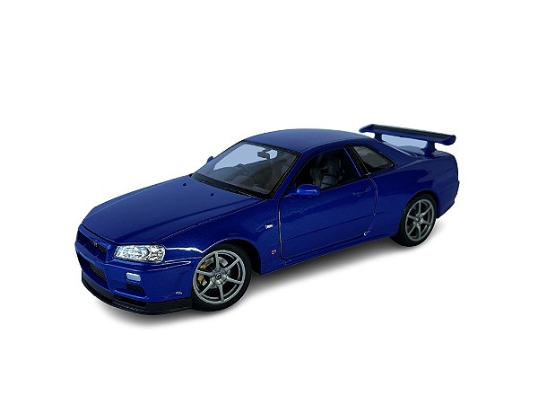 Miniatura Nissan GTR R34 Skyline Azul Metal 1:24