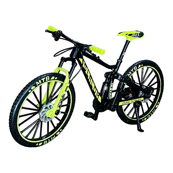 Miniatura Bicicleta Bike Preto e Verde Metal 1:10