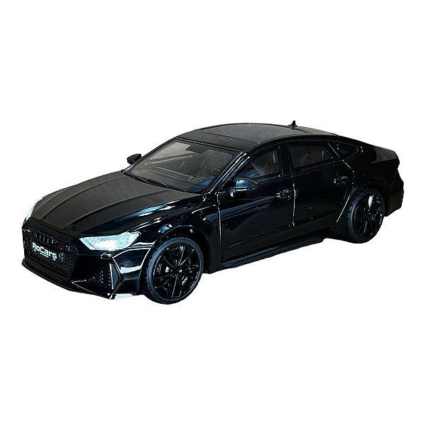Miniatura Audi RS7 Preto Acende Luz E Som Metal 1:24