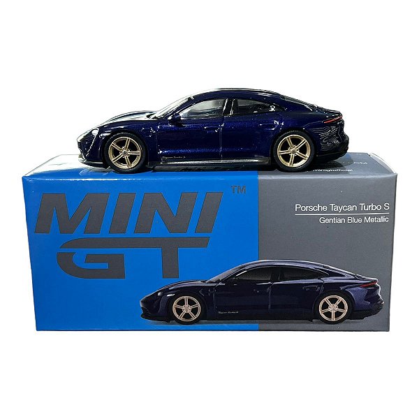 Miniatura Porsche Taycan Turbo S MiniGT Azul 339 1:64