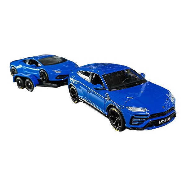 Miniatura Lamborghini Urus + Huracan + Reboque Maisto 1:24