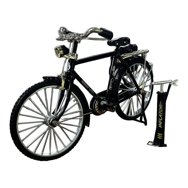 Miniatura Bicicleta Bike Clássico Preto Metal 1:10