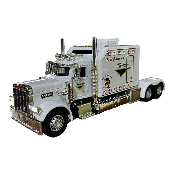 Miniatura Caminhão Peterbilt Branco Liga Luz Metal 1:40
