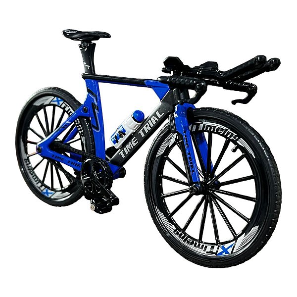 Miniatura Bicicleta Bike Time Trial Azul Metal 1:10