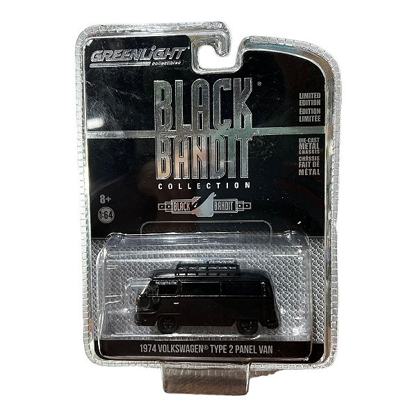 Miniatura VW Kombi Type 2 Panel Van Black Bandit 1974 1:64