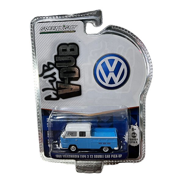 Miniatura VW Kombi Type 2 Double Cab 1968 Greenlight 1:64