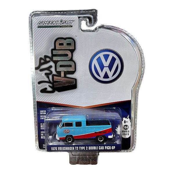 Miniatura VW Kombi T2 Double Cab Pickup 1976 Greenlight 1:64