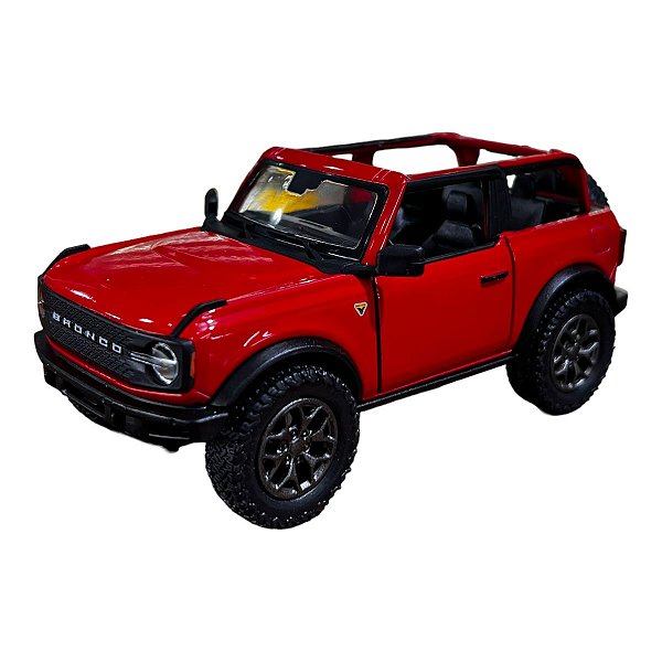 Miniatura Ford Bronco Vermelho Teto aberto Metal 1:34