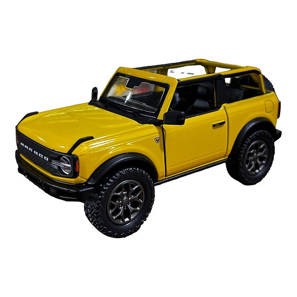 Miniatura Ford Bronco Amarelo Teto aberto Metal 1:34