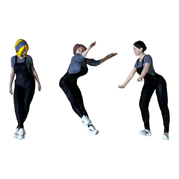 Miniatura Boneco 3 Mulheres Preto 1:24