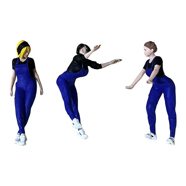 Miniatura Boneco 3 Mulheres Azul 1:24