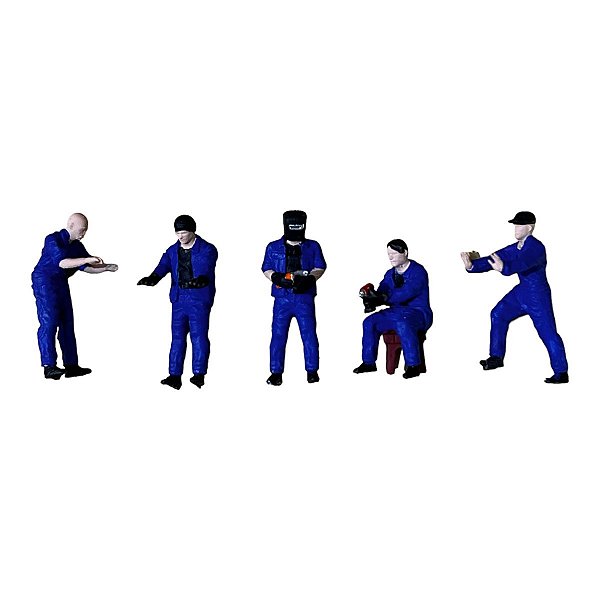 Miniatura Boneco 5 Mecânicos Azul 1:64
