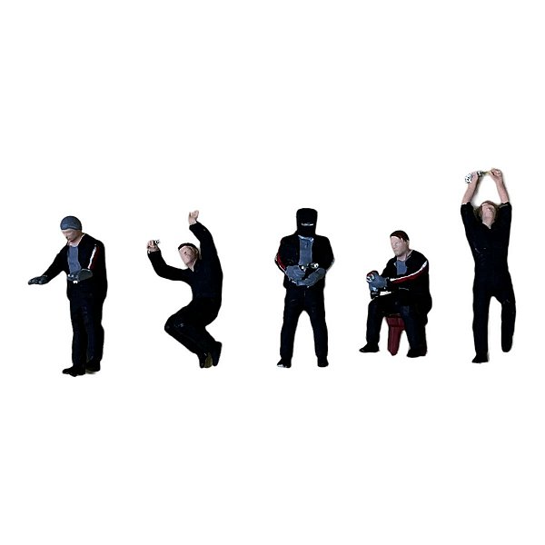 Miniatura Boneco 5 Mecânicos Preto II 1:64