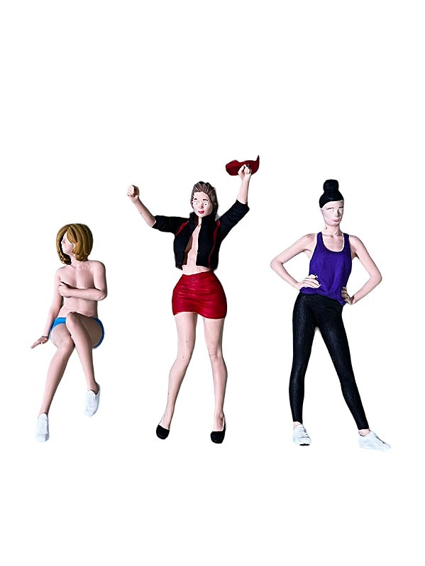Miniatura Boneco 3 Mulheres Kit 3 1:24