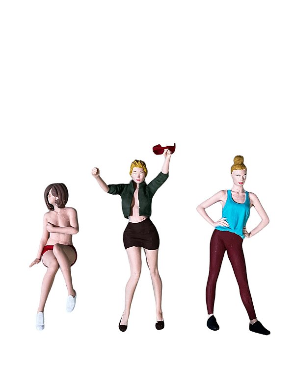 Miniatura Boneco 3 Mulheres Kit 1 1:24