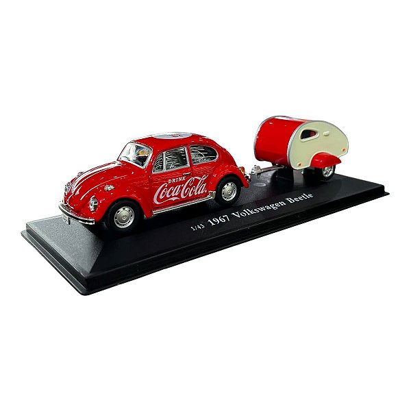 Miniatura Volkswagen Fusca + Trailer 1967 Coca Cola 1:43