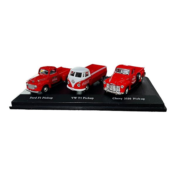 Miniatura Volkswagen Kombi + Ford + Chevy Coca Cola 1:72