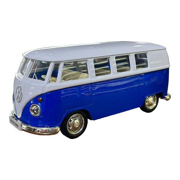 Miniatura Volkswagen Kombi Classic Azul e Branco RMZ 1:32
