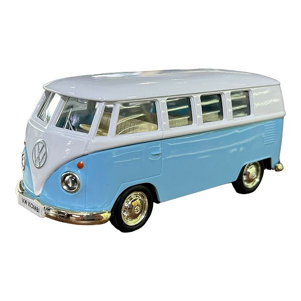 Miniatura Volkswagen Kombi Azul Claro e Branco RMZ 1:32