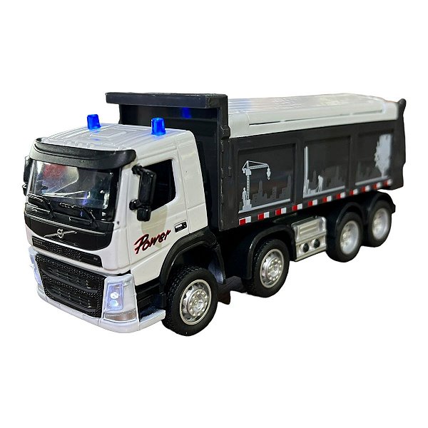 Miniatura Caminhão Volvo Fm Caçamba Acende Luz E Som 1:50