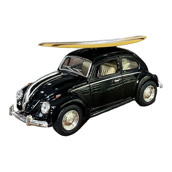 Miniatura Volkswagen Fusca Surf Preto Metal Kinsmart 1:32