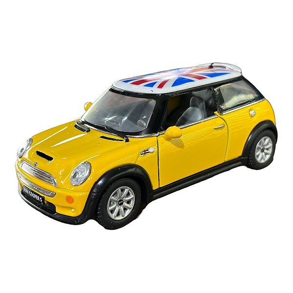 Miniatura Mini Cooper S Amarelo Metal 1:28