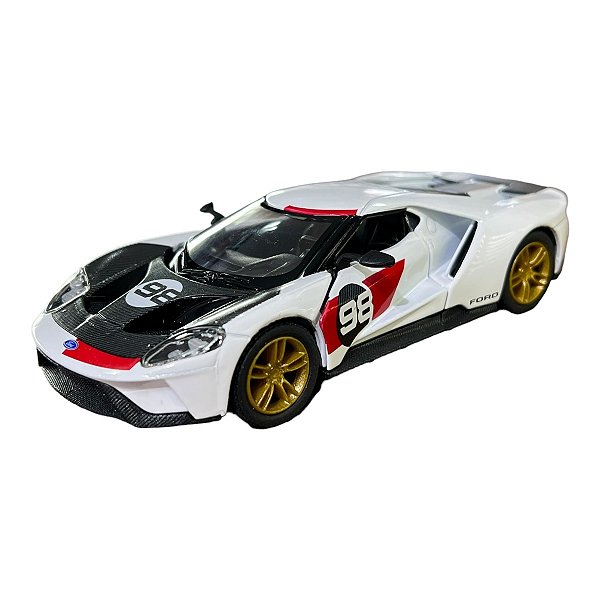 Miniatura Ford GT Heritage Branco Metal 1:38