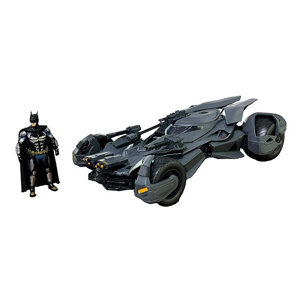 Miniatura Batmóvel Batman Justice League + Boneco Jada 1:24