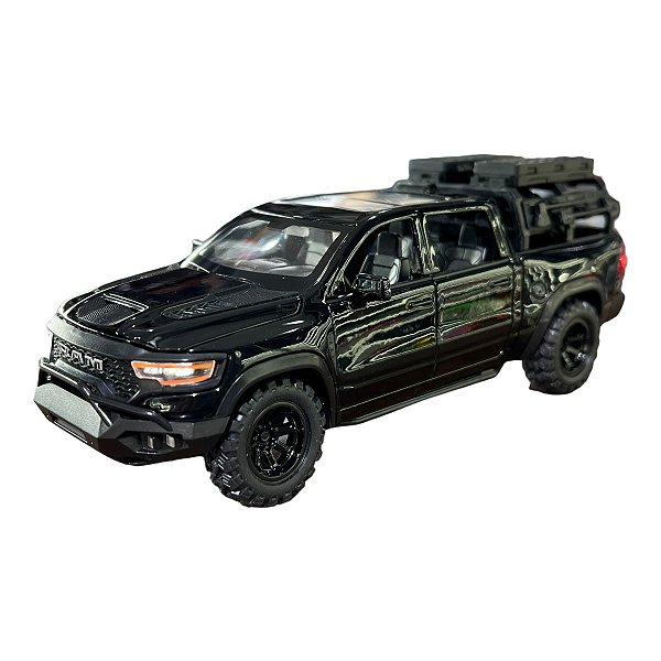 Miniatura Dodge Ram Preto Acende Luz e Som 1:32