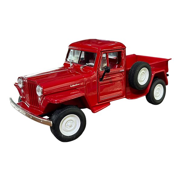 Miniatura Jeep Willys Pickup 1947 Vermelho Metal 1:24