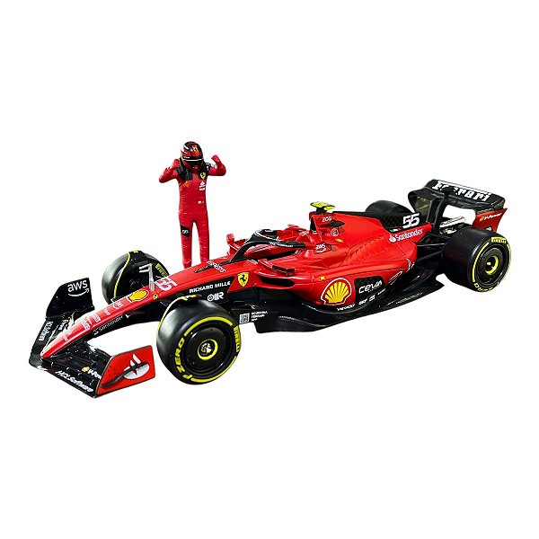 Miniatura Fórmula 1 F1 Ferrari SF23 Boneco Carlos Sainz 1:24