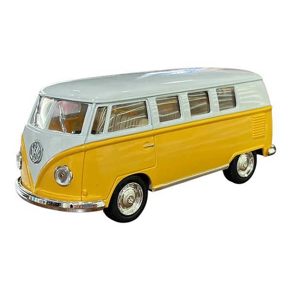 Miniatura Volkswagen Kombi Amarelo e Branco Kinsmart 1:32