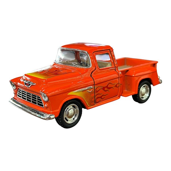 Miniatura Chevrolet Stepside Fire Laranja Kinsmart 1:32