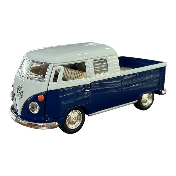 Miniatura Volkswagen Kombi Picape Cab Dupla Azul 1:32