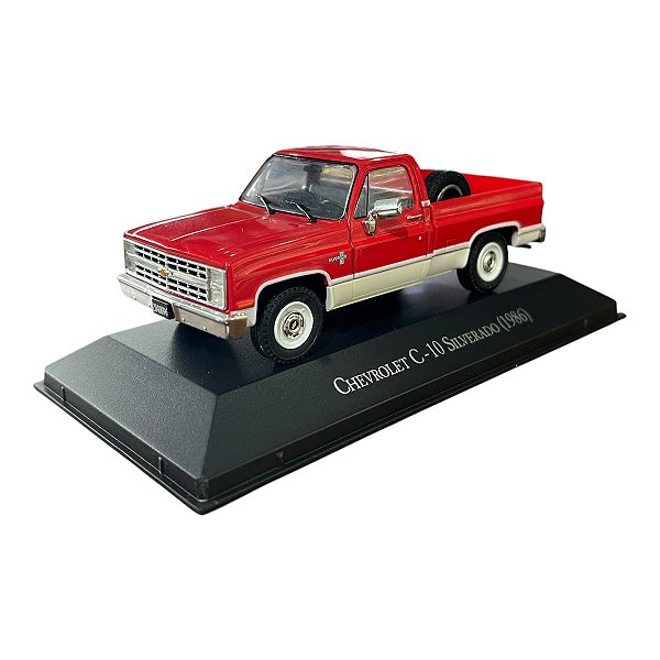 Miniatura Chevrolet C10 Silverado 1986 Vermelho Metal 1:43