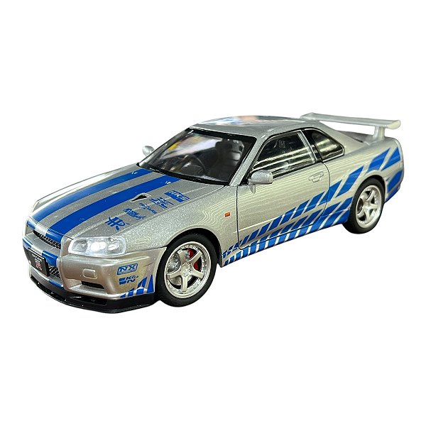 Miniatura Nissan Skyline GTR R34 Acende Luz e Som 1:24
