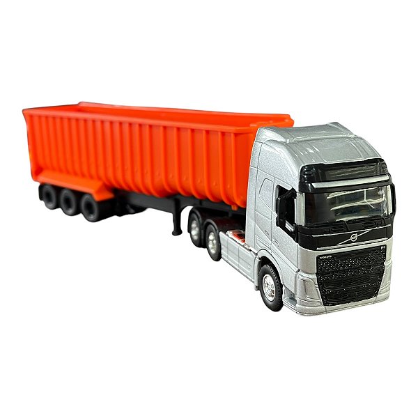 Miniatura Caminhão Volvo Prata Caçamba Welly 1:64