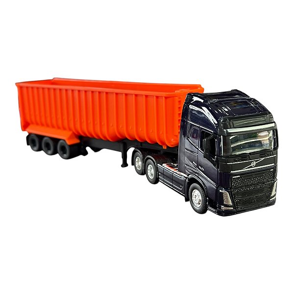 Miniatura Caminhão Volvo Azul Caçamba Welly 1:64