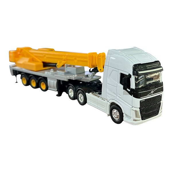 Miniatura Caminhão Volvo Branco Guindaste Welly 1:64