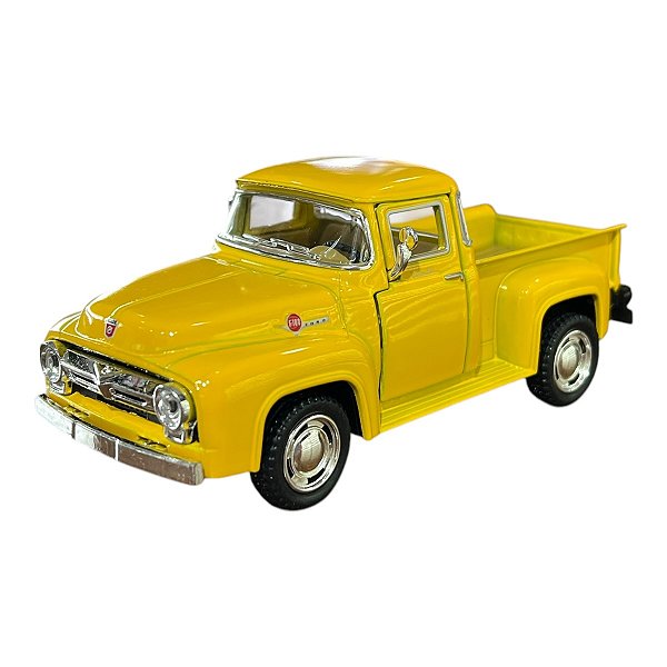 Miniatura Ford F100 Picape 1956 Amarelo Metal Kinsmart 1:38
