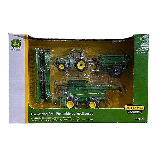 Miniatura John Deere Harvesting Set S680 Trator 8360R 1:64