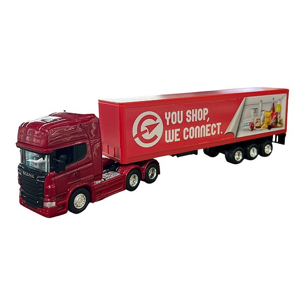 Miniatura Caminhão Scania Bau Vermelho Welly 1:64