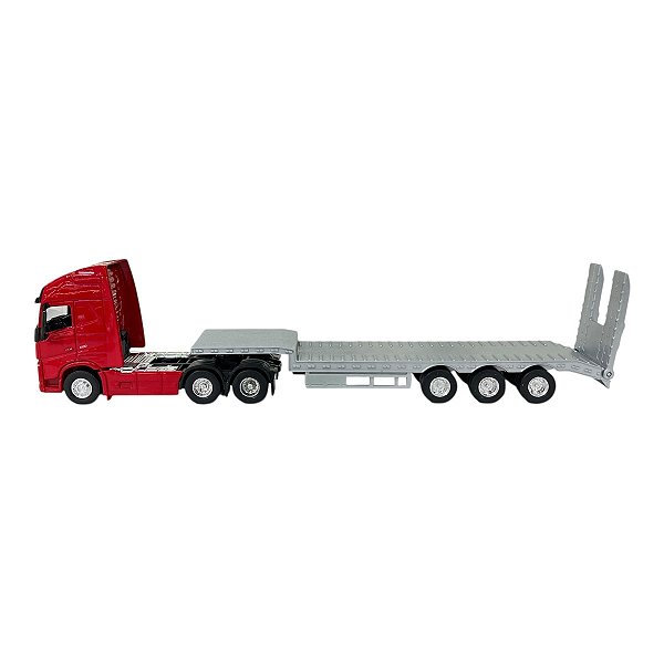 Miniatura Caminhão Volvo Vermelho Prancha Welly 1:64