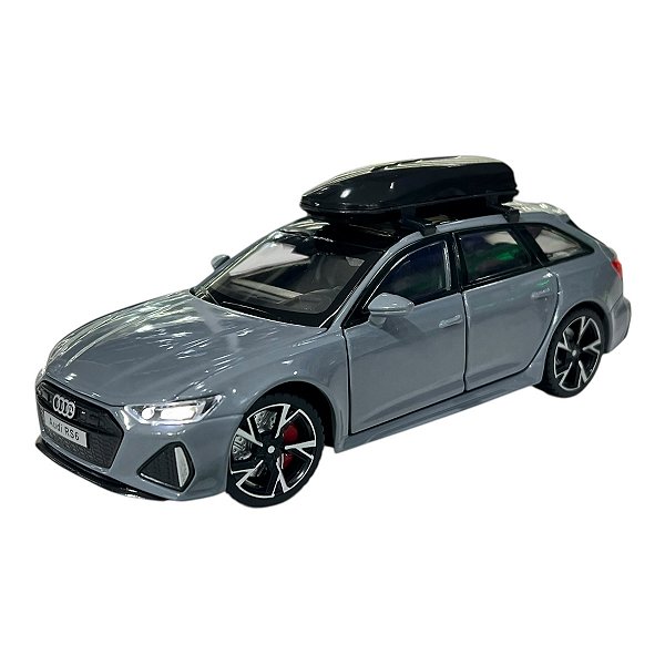 Miniatura Audi RS6 Cinza Acende Luz E Som Metal 1:32