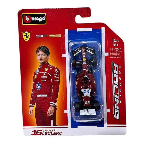 Miniatura Formula 1 F1 Ferrari SF25 Leclerc 16 1:64