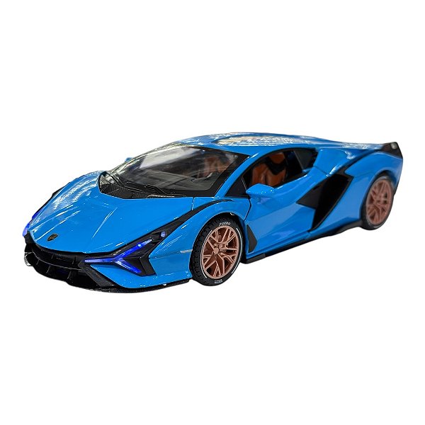 Miniatura Lamborghini Sian Azul Acende Luz e Som 1:24